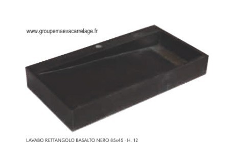 Lavabo rettangolo basalto nero 85x45 h 12