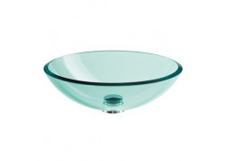Vasque en verre trempe a poser d44 cm / h14 cm transparent vv 14480