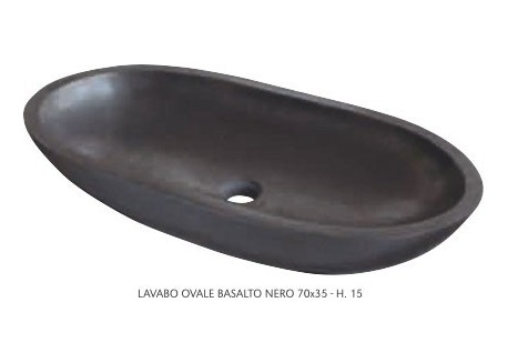 vasque ovale basalte noir 70x35x15 pierre naturelle
